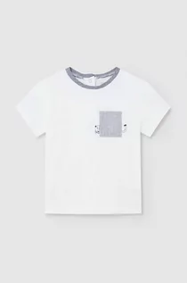 Koszulki dla chłopców - Mayoral t-shirt bawełniany niemowlęcy kolor biały z nadrukiem - grafika 1