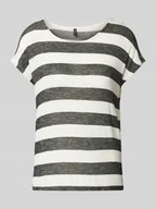 Koszulki i topy damskie - T-shirt o kroju relaxed fit z mieszanki wiskozy model ‘WIDE STRIPE’ - miniaturka - grafika 1