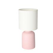 Lampy stojące - Różowa lampa stołowa z wytłoczonym wzorem na ceramicznej podstawie - V085-Sanati - miniaturka - grafika 1