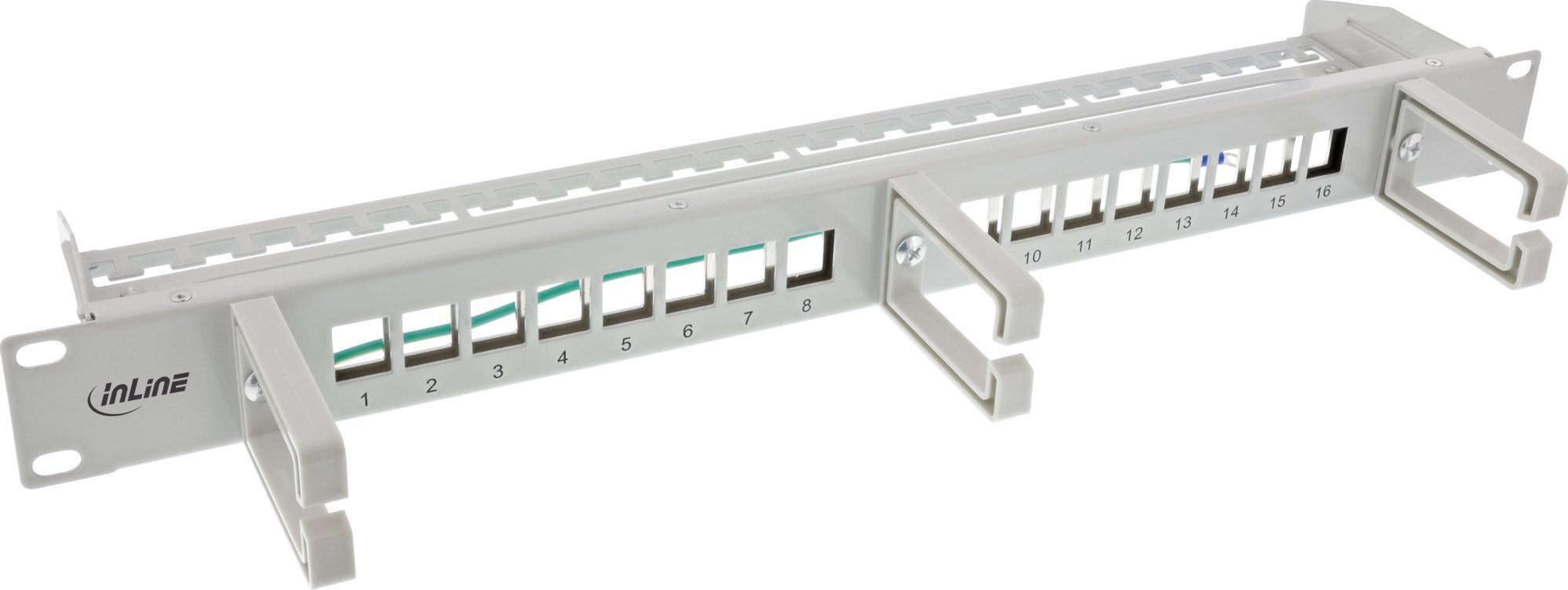 InLine InLine® 16-way patch panel, Keystone empty panel with 3 brackets, 19