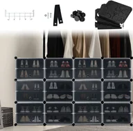 Szafki na buty - Stojak na buty 4*6 poziomów DIY szafka na buty PP plastikowy schowek na buty 24 przegrody z drzwiczkami Modułowy stojak na buty Oszczędność miejsca do sortowania butów, czarny CEEDIR - miniaturka - grafika 1