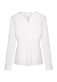 Bluzki damskie - Seidensticker Damska bluzka - modna bluzka - tunika bluzka - regularny krój - stójka - dekolt w serek - długi rękaw - 100% wiskoza, biały, 48 - grafika 1