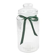 Pojemniki kuchenne - Pojemnik do przechowywania szklany z zieloną kokardką 1250 ml - miniaturka - grafika 1