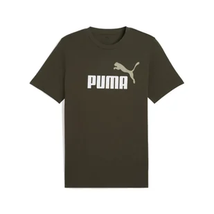 Męska koszulka Essentials z dwukolorowym logo No. 1 PUMA Dark Olive Green - Koszulki sportowe męskie - miniaturka - grafika 1