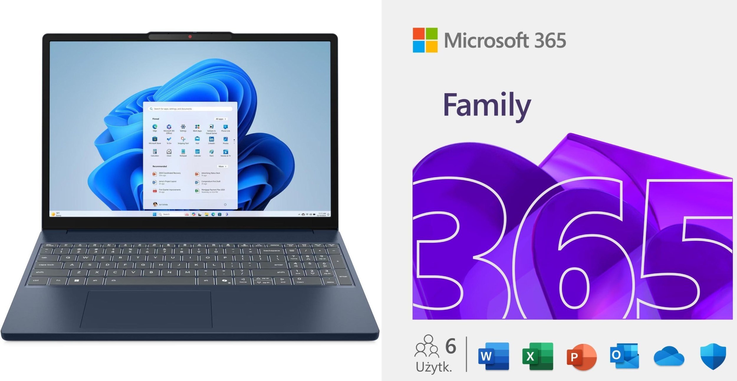 Lenovo IdeaPad Slim 3 15ARP10 Ryzen 5 150 / 16 GB / 512 GB / W11 83K700HKPB + Microsoft 365 Family ML