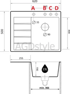 BRANDE POINT 620-40 BLACK (czarny mat) - Zlewozmywaki - miniaturka - grafika 2