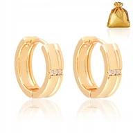 Kolczyki - PIĘKNE ZŁOTE KOLCZYKI ZE STALI CHIRURGICZNEJ KOŁA KÓŁECZKA Z CYRKONIAMI 18K - miniaturka - grafika 1