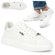 Półbuty męskie - Męskie Sneakersy SKÓRZANE FILIPPO Wygodne Półbuty Sportowe Białe 42 - miniaturka - grafika 1