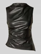 Koszulki i topy damskie - Top z imitacji skóry z marszczeniami model ‘DANDY’ - miniaturka - grafika 1