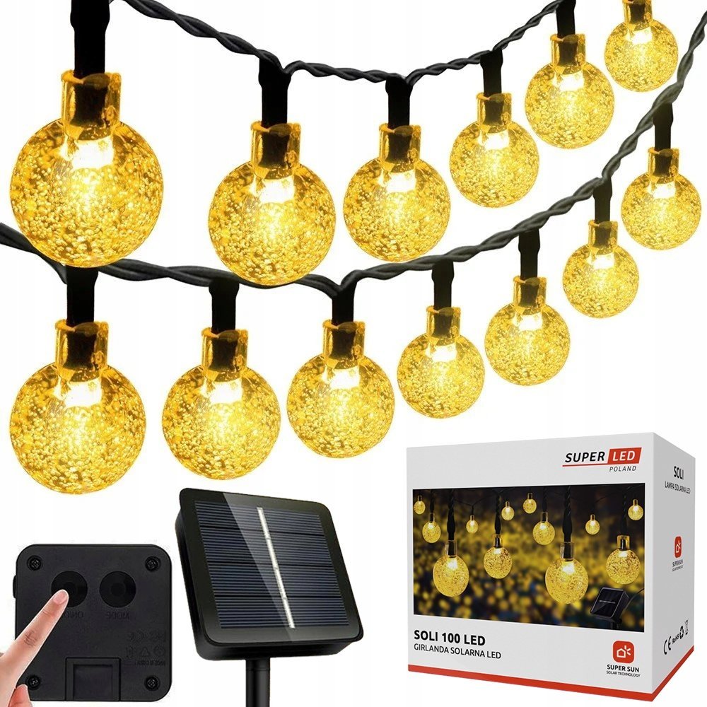 Girlanda Solarna Ogrodowa Lampki Solarne 100x Żarówka LED na Balkon 19m