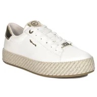 Sneakersy damskie - Tamaris Sneakersy damskie na platformie White Gold biało-złote-39 - miniaturka - grafika 1