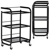 Meble kosmetyczne - Pomocnik kosmetyczny fryzjerski do salonu 1027A uniwersalna szafka wózek stolik na kółkach z trzema szklanymi półkami - miniaturka - grafika 1