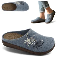 Kapcie damskie - Kapcie Domowe Ciepłe Klapki Damskie Filcowe Wygodne Befado Niebieskie 39 - miniaturka - grafika 1