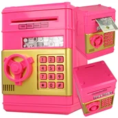 Skarbonki - Skarbonka Sejf Wpłatomat Monet Banknotów + Kod Pin Ciemny Różowy  U683Cr - miniaturka - grafika 1