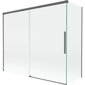 Parawany nawannowe - Mexen Rox parawan nawannowy 2-skrzydłowy rozsuwany 180 + 90 x 150 cm, transparent, gun gray szczotkowany - 8C9-180-090-66-00 - miniaturka - grafika 1