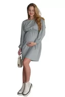 Sukienki - ToBe Damska sukienka ciążowa Airy o lakonicznym kroju idealnie nadaje się do lekkiego wiosennego wyglądu, 4497763, szara, M, szary, M - miniaturka - grafika 1
