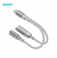 Akcesoria podróżnicze - BWOO BZ67 adapter 2w1 Lightning/USB-C - jack 3.5mm szary - miniaturka - grafika 1