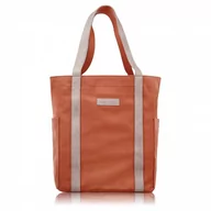 Torebki damskie - TORBA DAMSKA NA RAMIĘ SHOPPER DUŻA WEGAŃSKA MATERIAŁOWA POJEMNA POMARAŃCZOWA PAOLO PERUZZI E-17-RU - miniaturka - grafika 1