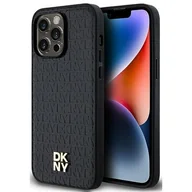 Etui i futerały do telefonów - Oryginalne Etui IPHONE 14 PRO DKNY Hardcase Leather Pattern Metal Logo MagSafe (DKHMP14LPSHRPSK) czarne - miniaturka - grafika 1