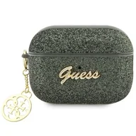 Akcesoria do słuchawek - Guess GUAP2GLGSHA AirPods Pro 2 cover zielony/kaki Glitter Flake 4G Charm - miniaturka - grafika 1