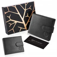Portfele - Betlewski Mały Portfel Męski Skórzany Czarny Klasyczny Na Zatrzask Prezent - miniaturka - grafika 1
