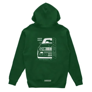 Bluza z kapturem przód BMW E30 zielona-S - Odzież do sportów motorowych - miniaturka - grafika 1