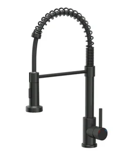 Quadron POP Bateria zlewozmywakowa stalowa SALMA NEW PURE CARBON z funkcją prysznica i wyciąganą wylewką sprężyna kolor czarny mat - Baterie kuchenne - miniaturka - grafika 1