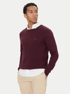 Swetry męskie - Tommy Hilfiger Sweter Essential Ssnl MW0MW39999 Bordowy Regular Fit - miniaturka - grafika 1