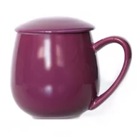 Kubki - Kubek z zaparzaczem i pokrywką purpurowy – idealny zestaw do przygotowania herbaty, perfekcyjny podarunek prezent dla mamy, taty, babci, dziadka - miniaturka - grafika 1