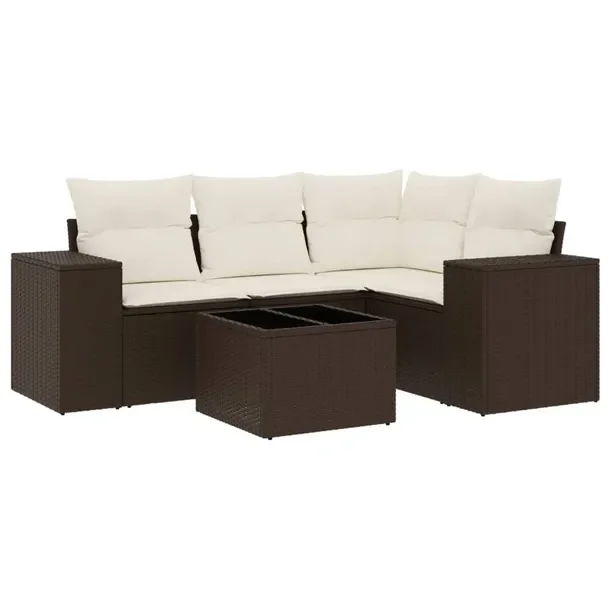 Zestaw mebli ogrodowych z brązowego rattan PE, wymiary: 62x62x69 cm, 55x62