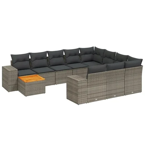 Zestaw mebli ogrodowych szary rattan PE z poduszkami, wymiary: 62x62x69 cm
