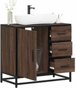 Umywalki - Bathroom Sink Cabinet Brown Oak Engineered wood, Metal Medium - miniaturka - grafika 1