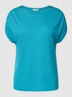 Koszulki i topy damskie - T-shirt z mieszanki wiskozy z dekoltem w łódkę - miniaturka - grafika 1