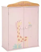 Szafy i szafki dla dzieci - Malys Group Arias drewniana szafa na ubrania dla lalek z wieszakami różowa z zwierzętami dla dzieci - miniaturka - grafika 1