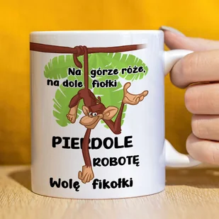 Śmieszny kubek z nadrukiem - Na górze róże, na dole fiołki... - Kubki - miniaturka - grafika 1