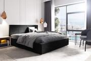 Łóżka - Łóżko tapicerowane pikowane Katia 180x200 Czarne - miniaturka - grafika 1