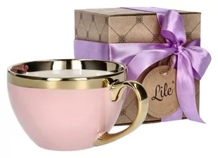 Filiżanka porcelanowa do kawy herbaty pudrowy róż 400 ml Lile Paeonia LI-037G - Filiżanki - miniaturka - grafika 1