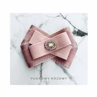 Broszki - Pudrowa Broszka z aksamitnymi wstążkami - miniaturka - grafika 1