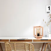 Lampy stojące - Alfa Lampa stołowa Pako, kształt klatki, sześcian, drewno, 16 x 16 x 25 cm - miniaturka - grafika 1