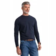 Koszulki męskie - Longsleeve męski granatowy basic 100% bawełna wygodny OM-LSBL-0106 V2 r. S - miniaturka - grafika 1
