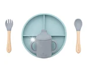 Zestawy naczyń dla dzieci - Zestaw obiadowy Olmitos silikonowy 5-elementów niebieski nietoksyczne 6-36m - miniaturka - grafika 1