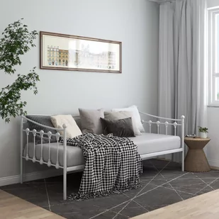 vidaXL Lumarko Rama sofy, biała, metalowa, 90x200 cm 324756 - Łóżka - miniaturka - grafika 1