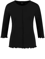 Koszulki i topy damskie - Taifun Damska koszulka z rękawem 3/4, rękaw 3/4, rękaw 3/4, okrągły dekolt, rękaw 3/4, jednokolorowa, czarny, 44 - miniaturka - grafika 1