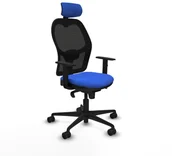 Fotele i krzesła biurowe - Krzesło Biurowe z Zagłówkiem Jorquera Piqueras y Crespo 1D036N2 Niebieski - miniaturka - grafika 1