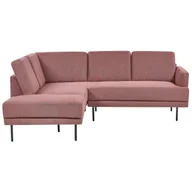 Narożniki - BELIANI Sofa narożna prawostronna poliester różowy brąz 4-osobowa narożnik rogówka czarne metalowe nóżki tapicerowana minimalistyczna nowoczesna - miniaturka - grafika 1