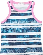 Paski - Replay Dziewczęca SG7627 koszulka na ramiączkach, 010 biały/niebieski pasek, 10A, 010 White/Blue Striped, 10 Lata - miniaturka - grafika 1
