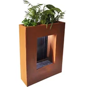 Fontanny ogrodowe - KÖHKO® Fontanna z kurtyną wodną i oświetleniem LED Wysokość 80 cm, stal corten z donicą ze stali nierdzewnej Wodospad Fontanna wewnętrzna 32001H - miniaturka - grafika 1