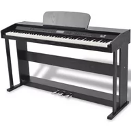 Instrumenty klawiszowe - vidaXL vidaXL 88 klawiszy pianino cyfrowe z pedałami czarna płyta melaminowa - miniaturka - grafika 1