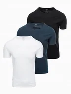 Koszulki męskie - Zestaw męskich t-shirtów bawełna czarny/biały/granatowy OM-TSBS-0232 V1 L - miniaturka - grafika 1