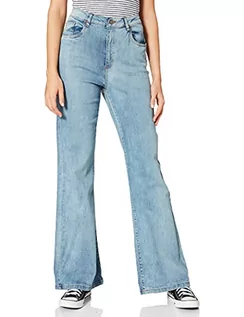 Spodnie damskie - Urban Classics Damskie spodnie jeansowe z wysokim stanem, Przyciemniane jasnoniebieskie sprane - grafika 1